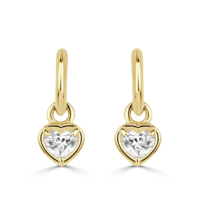 1.05ct Heart Shaped Lab Grown Diamond Charm Huggie Hoop Earrings