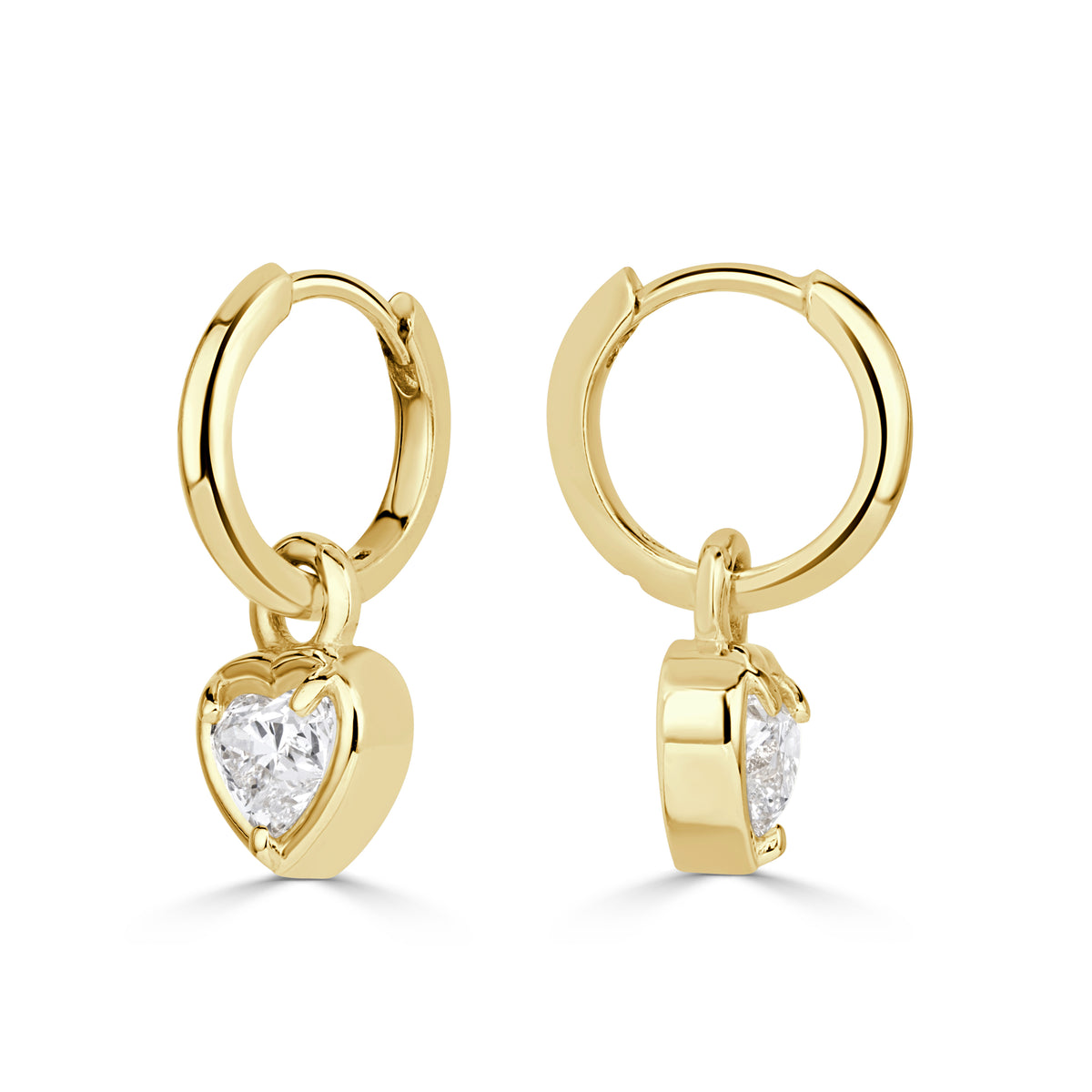 1.05ct Heart Shaped Lab Grown Diamond Charm Huggie Hoop Earrings