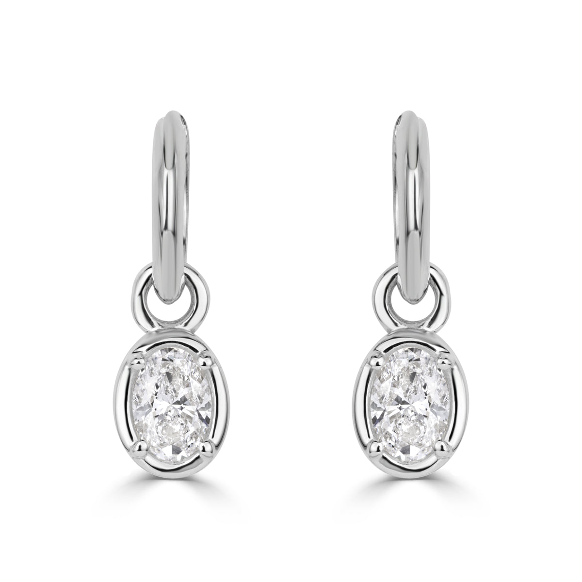 1.04ct Oval Cut Lab Grown Diamond Charm Huggie Hoop Earrings