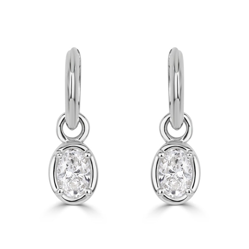 1.04ct Oval Cut Lab Grown Diamond Charm Huggie Hoop Earrings