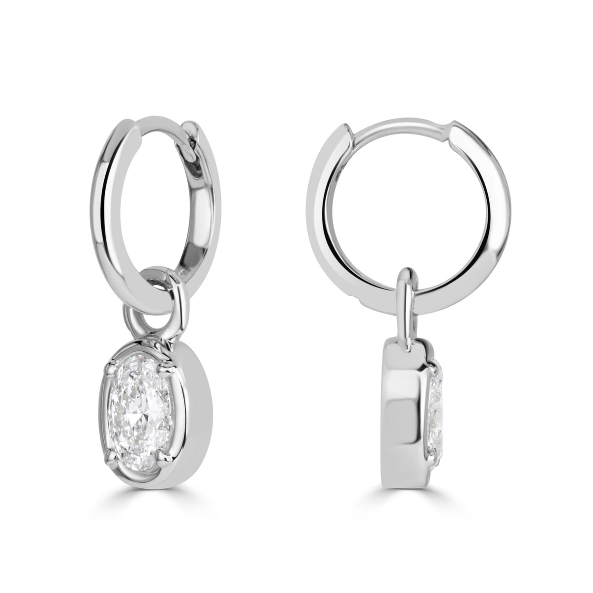 1.04ct Oval Cut Lab Grown Diamond Charm Huggie Hoop Earrings