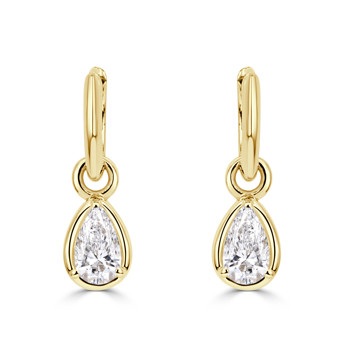 1.08ct Pear Shaped Lab Grown Diamond Charm Huggie Hoop Earrings