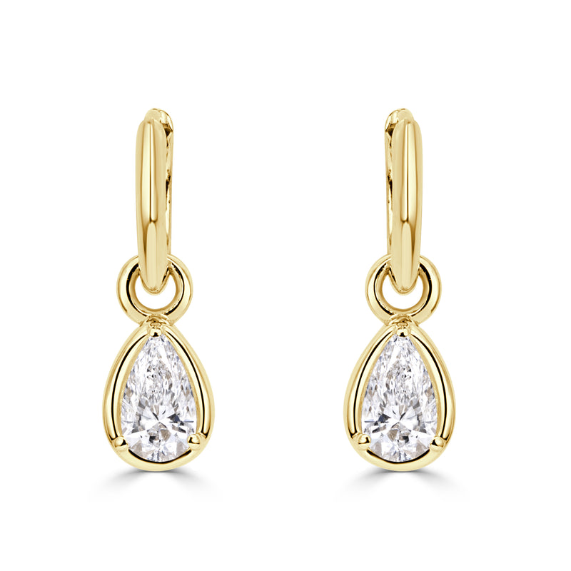 1.08ct Pear Shaped Lab Grown Diamond Charm Huggie Hoop Earrings