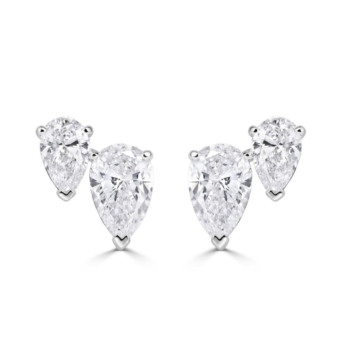 Pear Shaped Lab Grown Diamond Toi Et Moi Stud Earrings