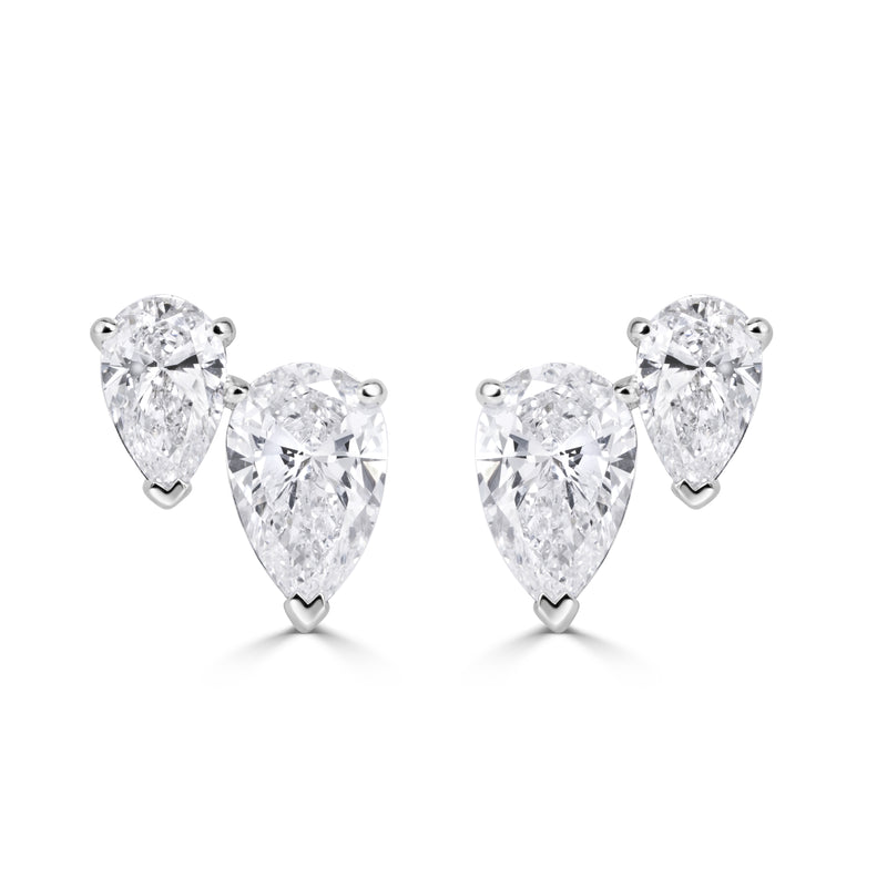 Pear Shaped Lab Grown Diamond Toi Et Moi Stud Earrings