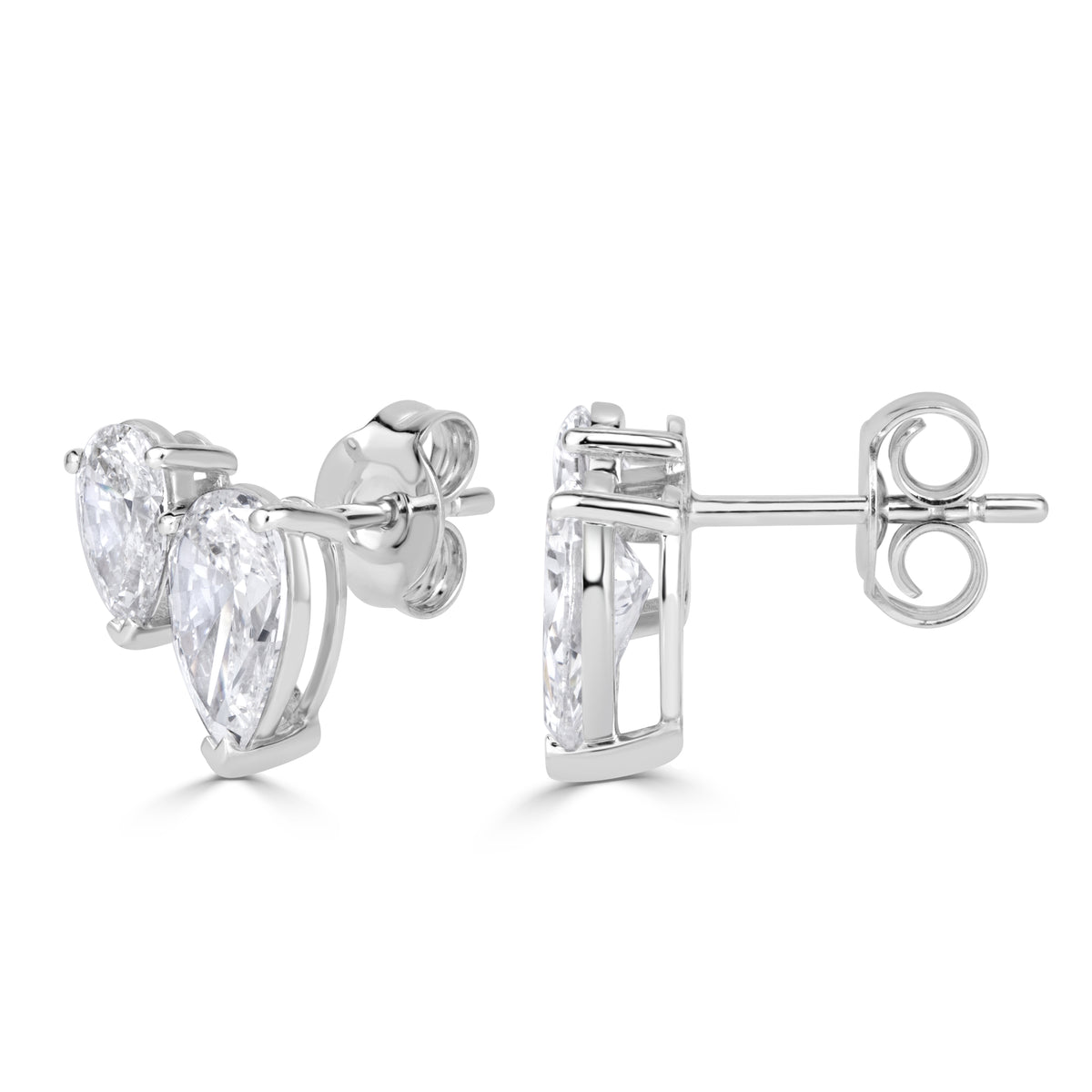 Pear Shaped Lab Grown Diamond Toi Et Moi Stud Earrings