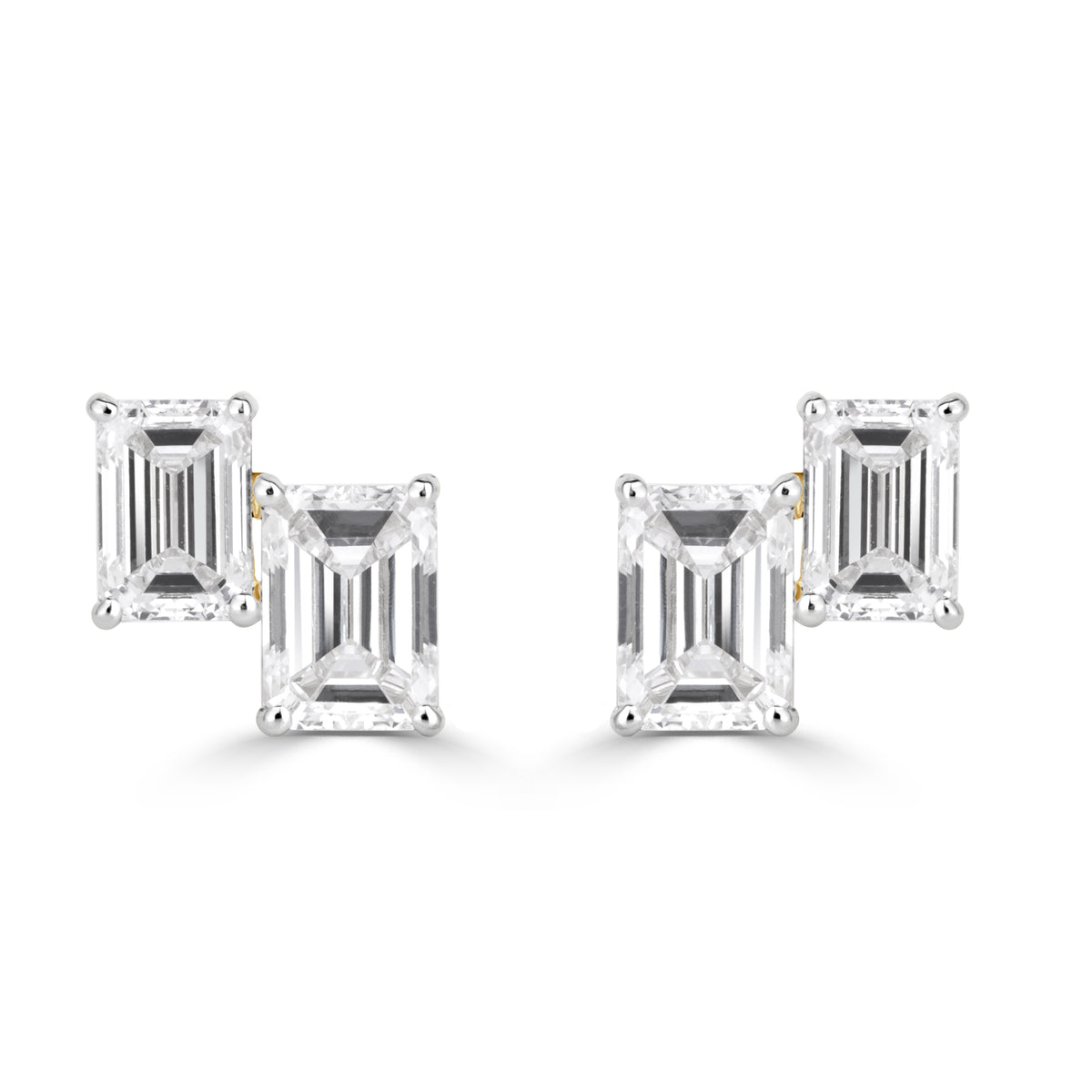 1.84ct Emerald Cut Lab Grown Diamond Toi Et Moi Stud Earrings