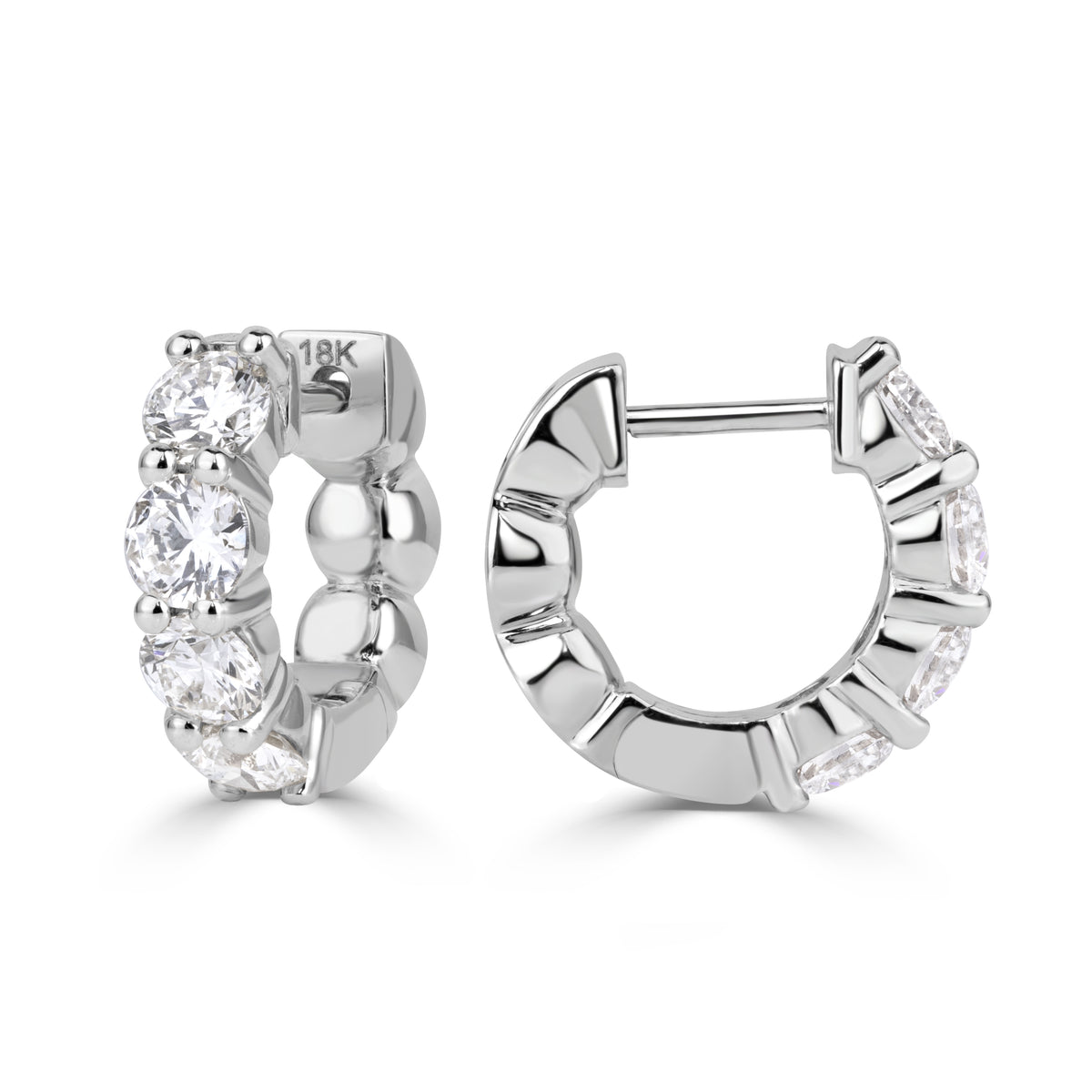 1.53ct Round Brilliant Diamond Huggie Hoop Earrings