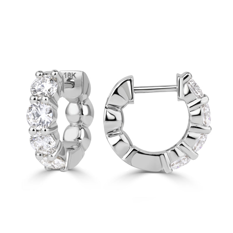 1.53ct Round Brilliant Diamond Huggie Hoop Earrings