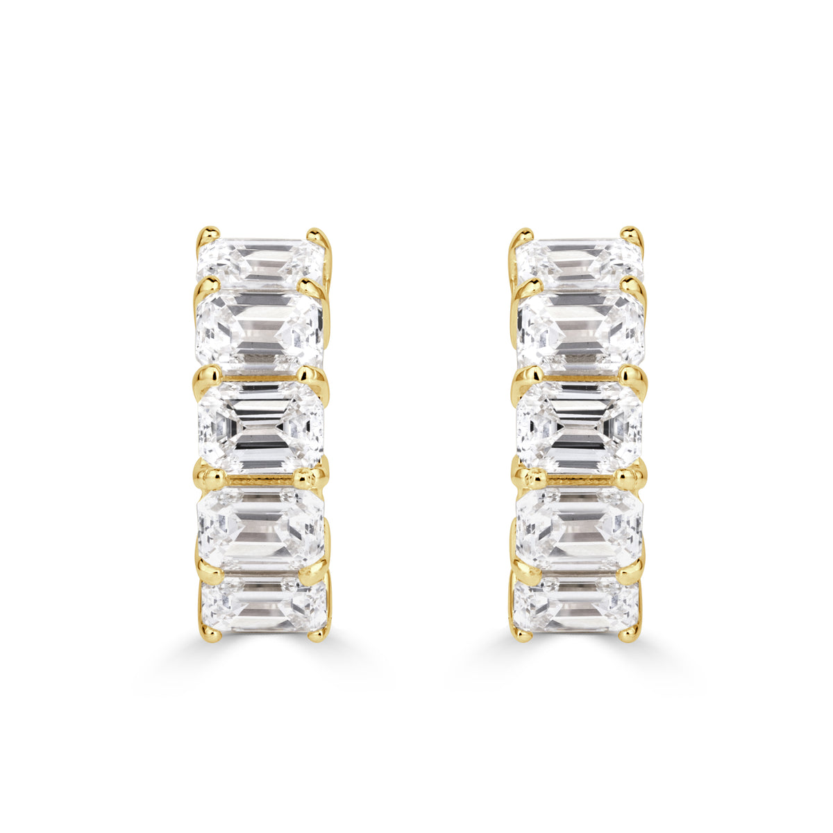 2.31ct Emerald Cut Diamond Huggie Hoop Earrings