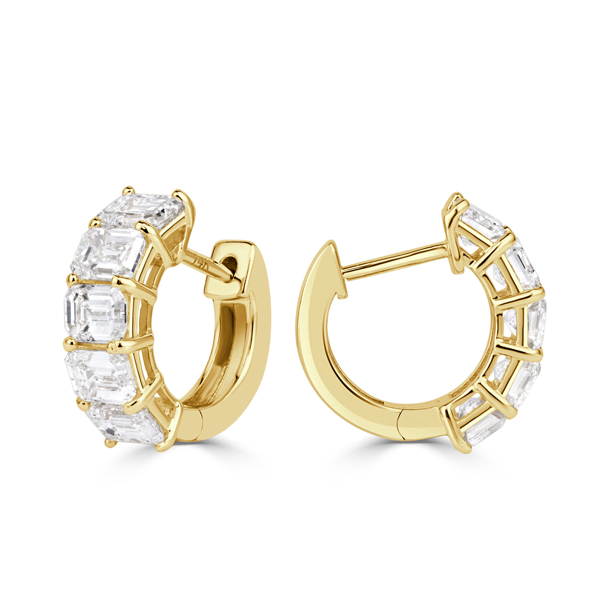 2.31ct Emerald Cut Diamond Huggie Hoop Earrings