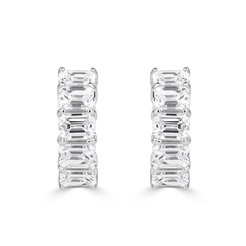 2.31ct Emerald Cut Diamond Huggie Hoop Earrings