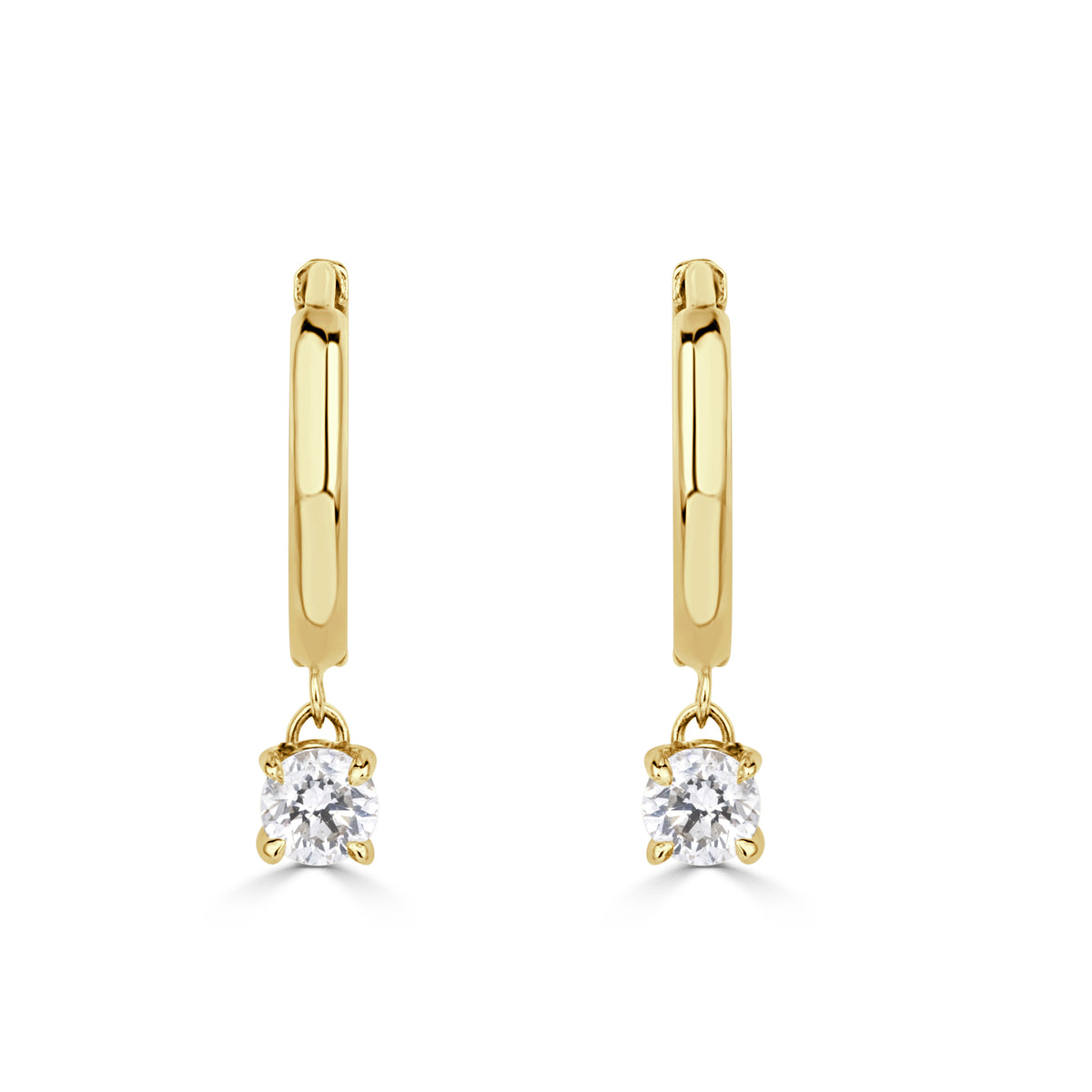 0.30ct Round Brilliant Cut Diamond Drop Huggie Hoop Earrings