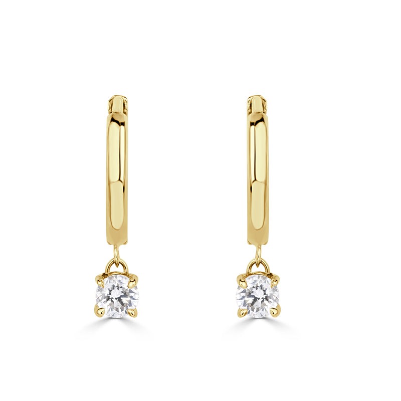 0.30ct Round Brilliant Cut Diamond Drop Huggie Hoop Earrings