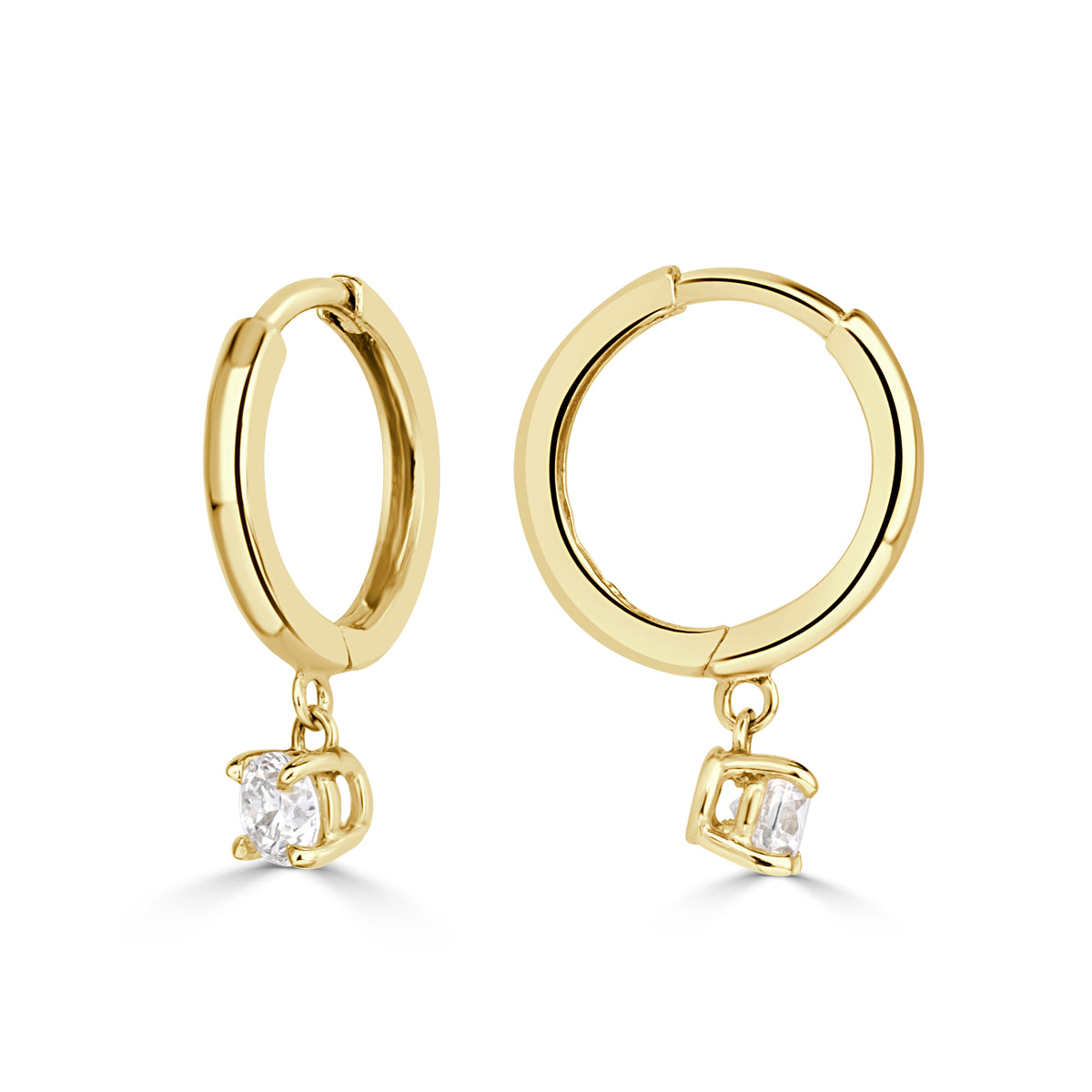 0.30ct Round Brilliant Cut Diamond Drop Huggie Hoop Earrings