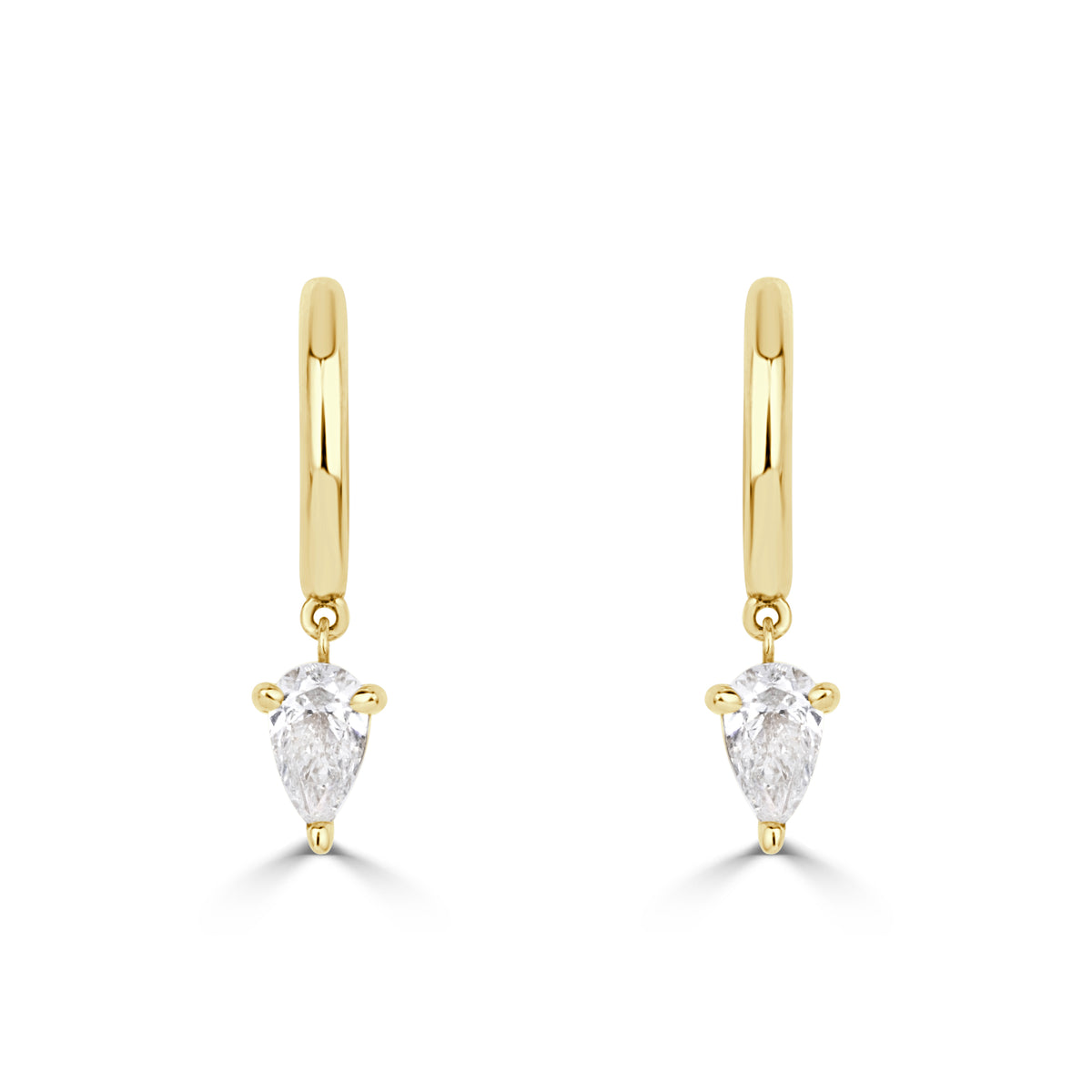0.47ct Pear Shaped Diamond Drop Huggie Hoop Earrings