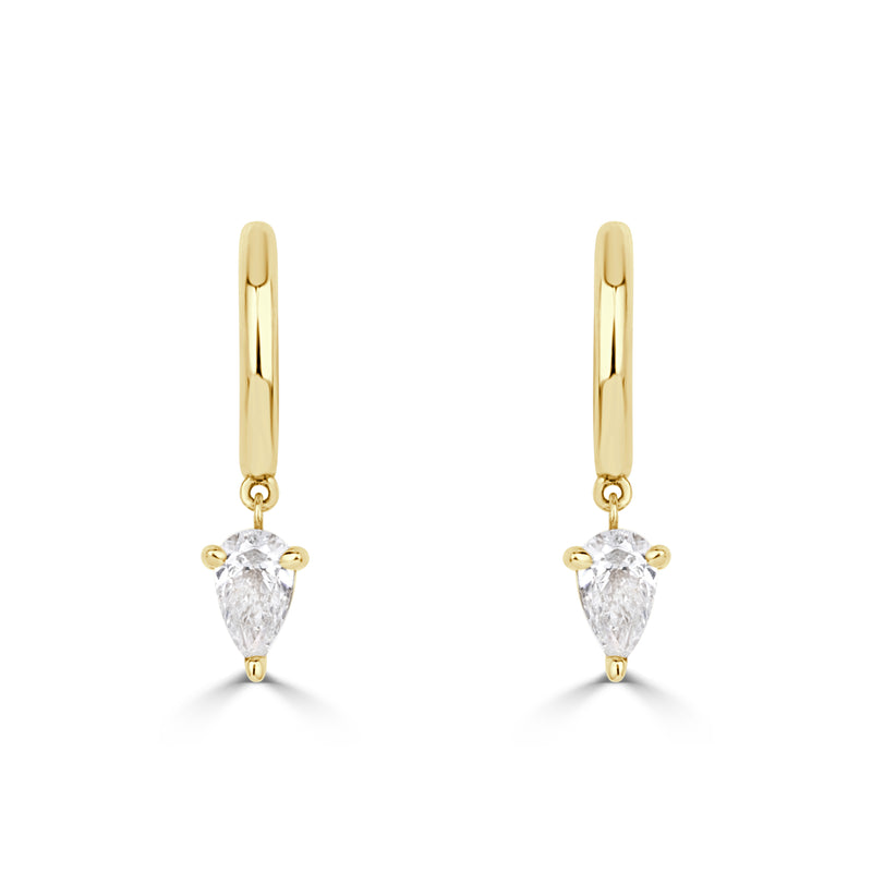 0.47ct Pear Shaped Diamond Drop Huggie Hoop Earrings