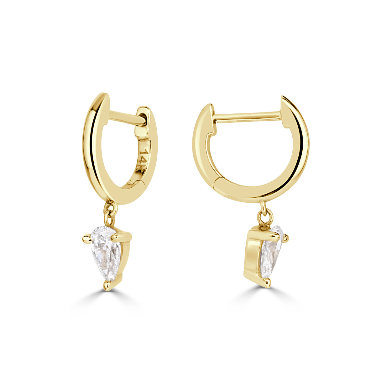 0.47ct Pear Shaped Diamond Drop Huggie Hoop Earrings