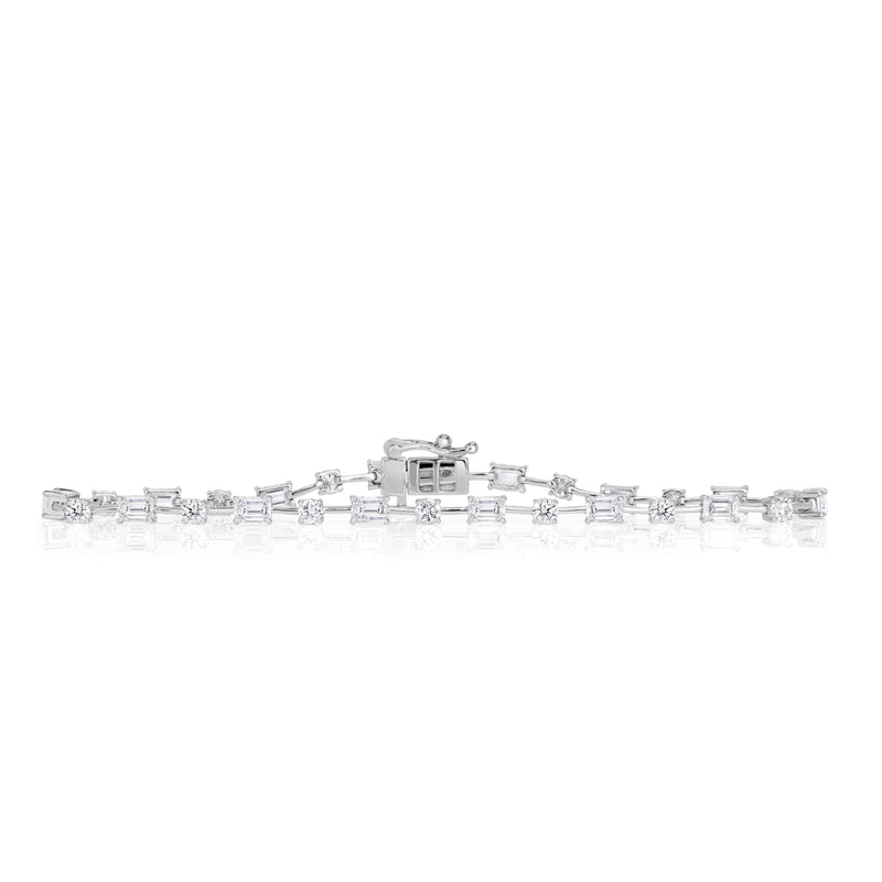4.00ct Round Brilliant Cut and Emerald Cut Lab Grown Diamond Tennis Bracelet