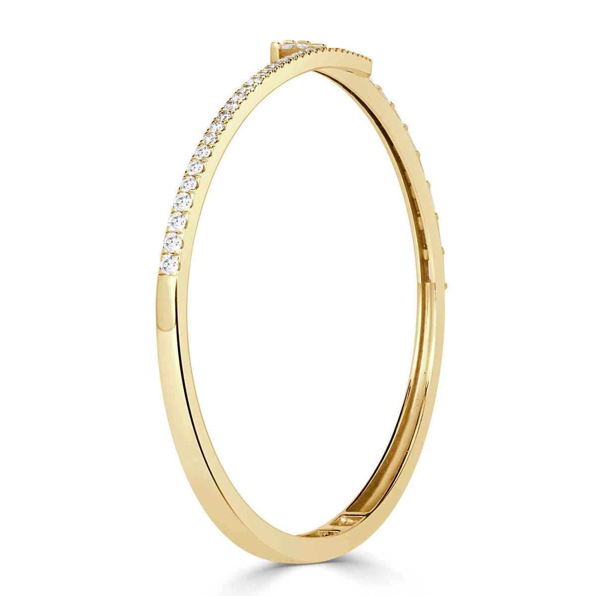 1.07ct Round Brilliant Cut and Baguette Cut Diamond Bangle Bracelet