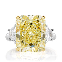 11.47ct Radiant Cut Fancy Yellow Diamond Engagement Ring