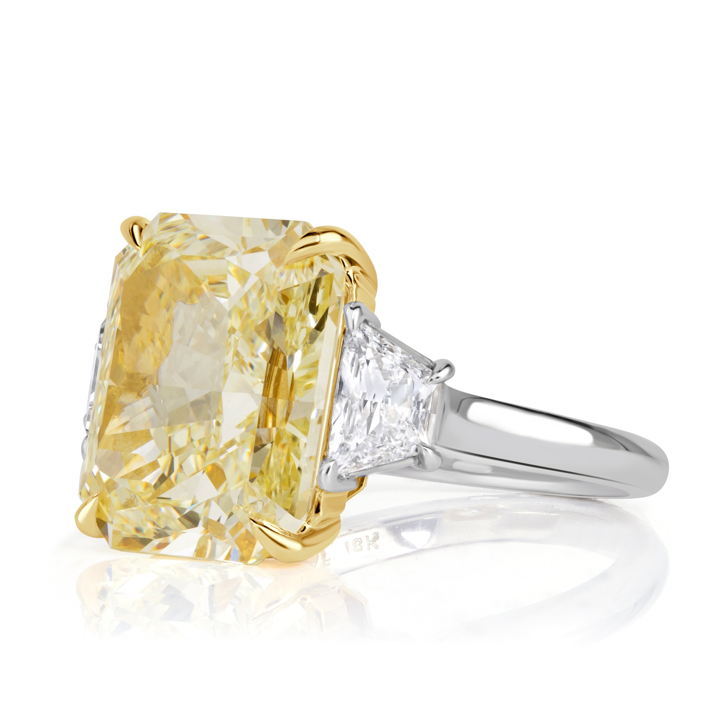 11.47ct Radiant Cut Fancy Yellow Diamond Engagement Ring