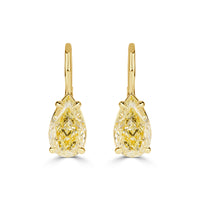 4.03ct Pear Shaped Fancy Light Yellow Drop Earrings