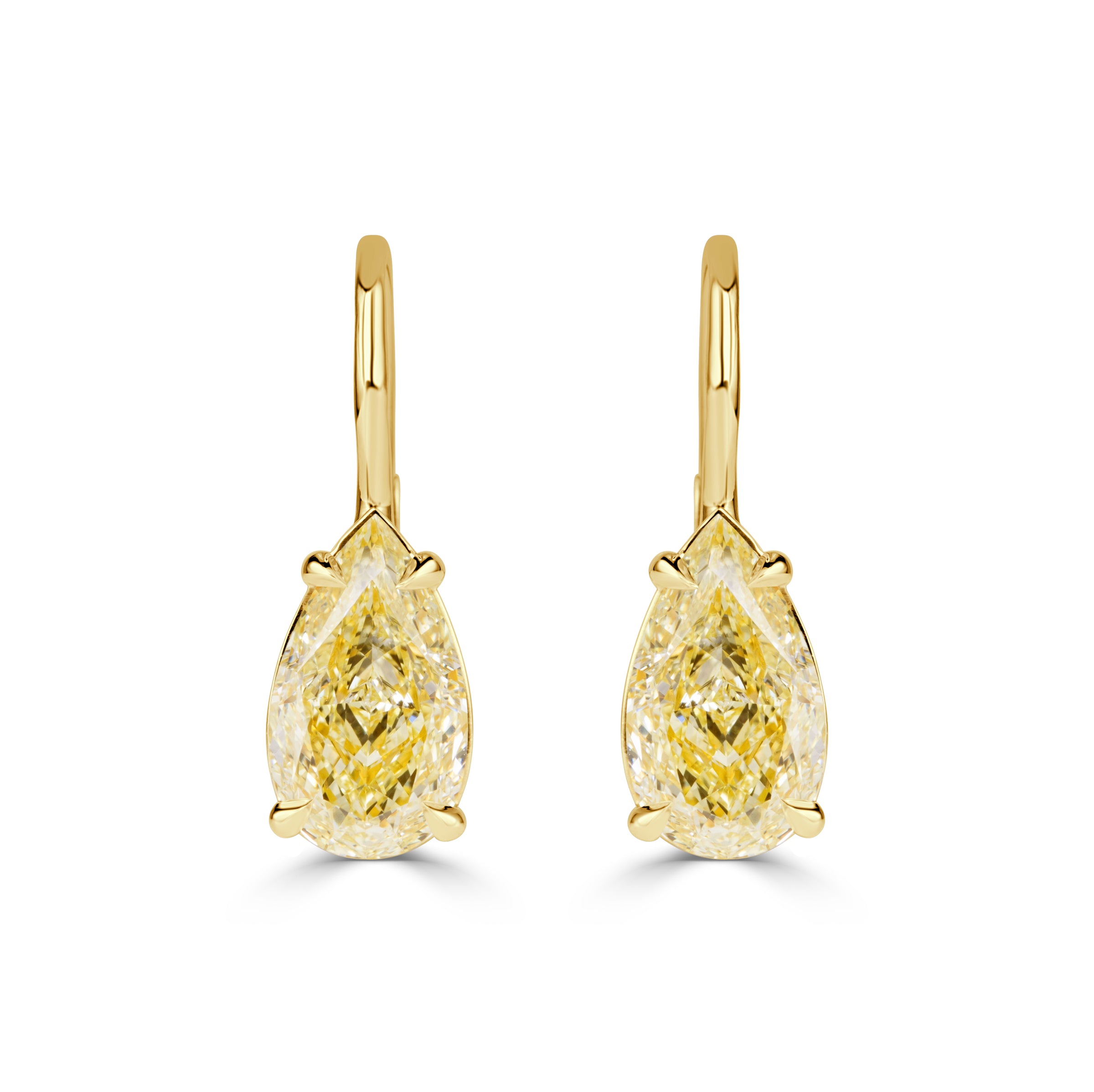 4.03ct Pear Shaped Fancy Light Yellow Drop Earrings
