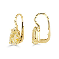 4.03ct Pear Shaped Fancy Light Yellow Drop Earrings