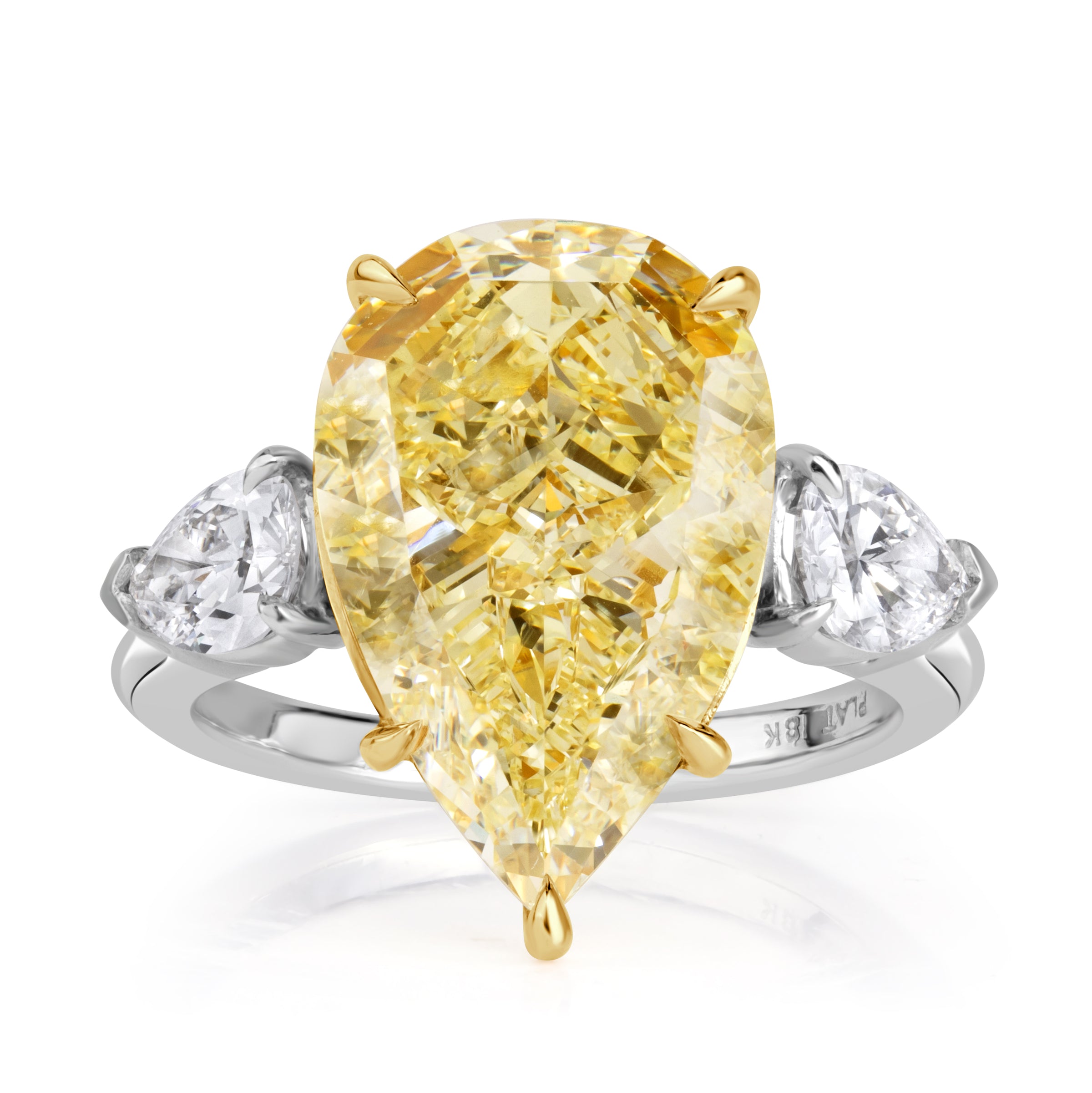 9.83ct Pear Shaped Fancy Light Yellow Diamond Engagement Ring