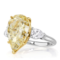 9.83ct Pear Shaped Fancy Light Yellow Diamond Engagement Ring