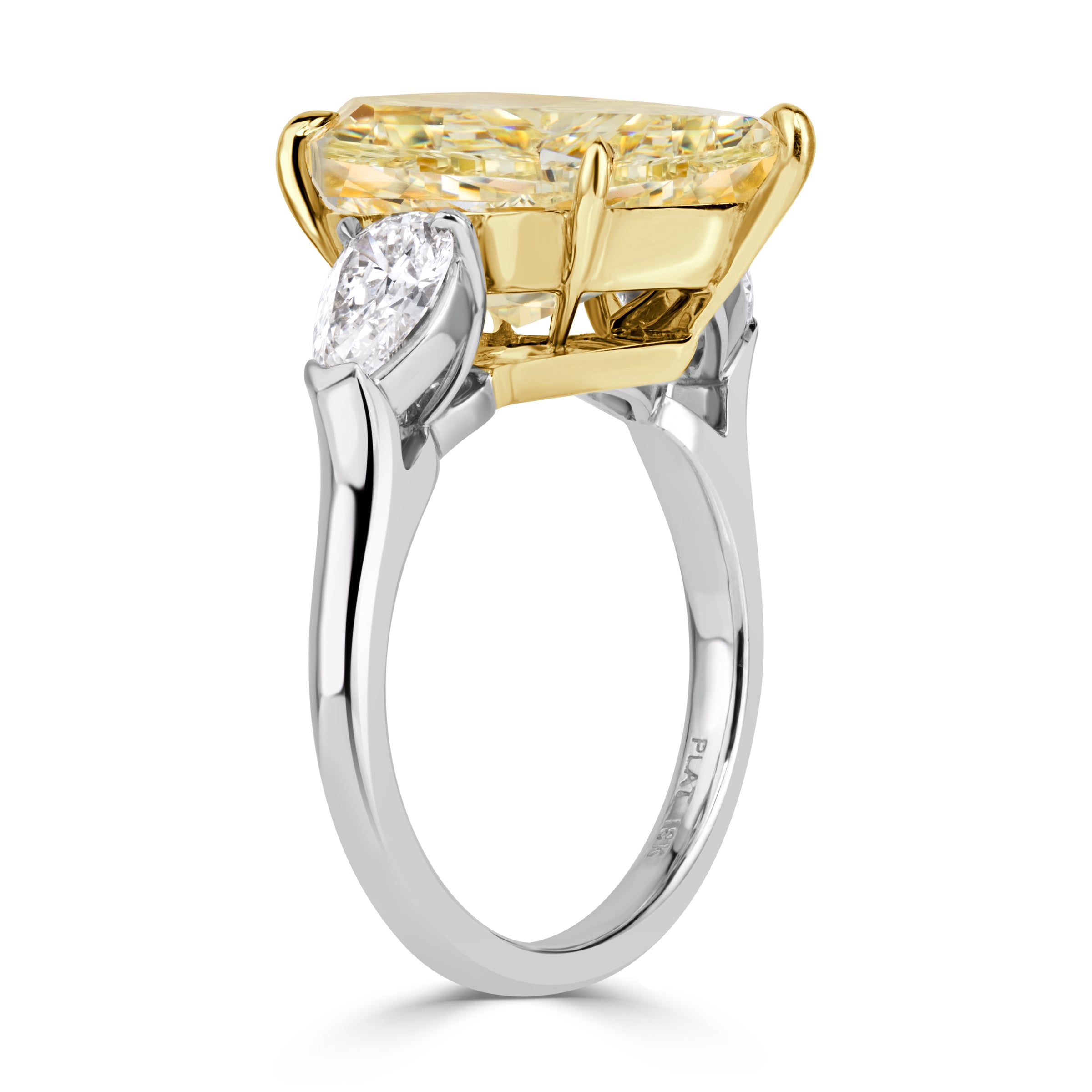 9.83ct Pear Shaped Fancy Light Yellow Diamond Engagement Ring