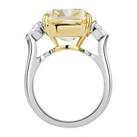 11.03ct Cushion Cut Fancy Light Yellow Diamond Engagement Ring