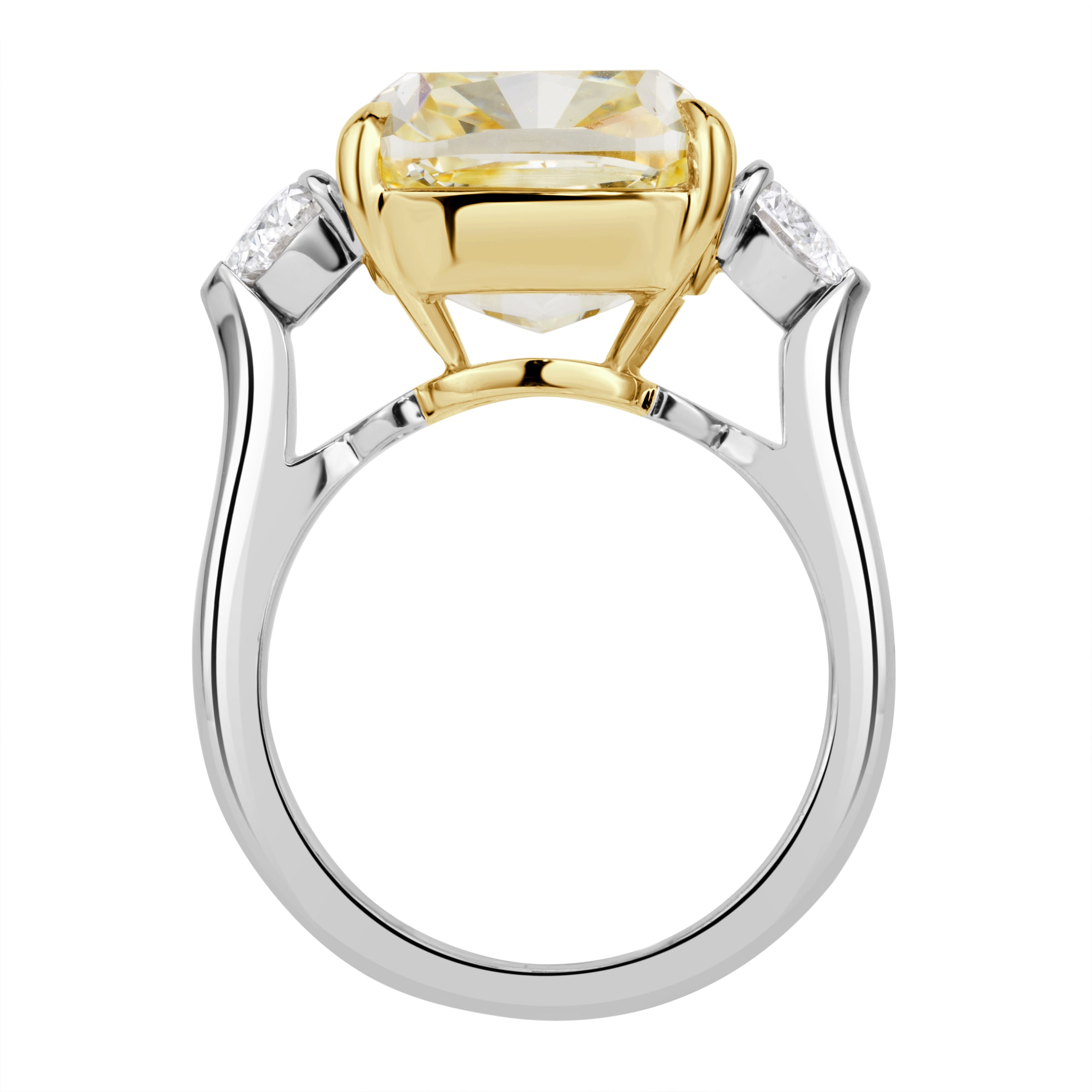 11.03ct Cushion Cut Fancy Light Yellow Diamond Engagement Ring