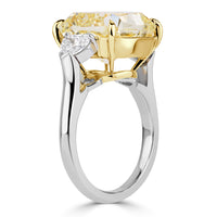 11.03ct Cushion Cut Fancy Light Yellow Diamond Engagement Ring