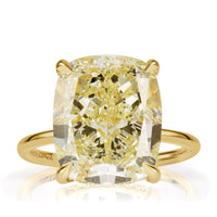 11.52ct Cushion Cut Fancy Light Yellow Diamond Engagement Ring