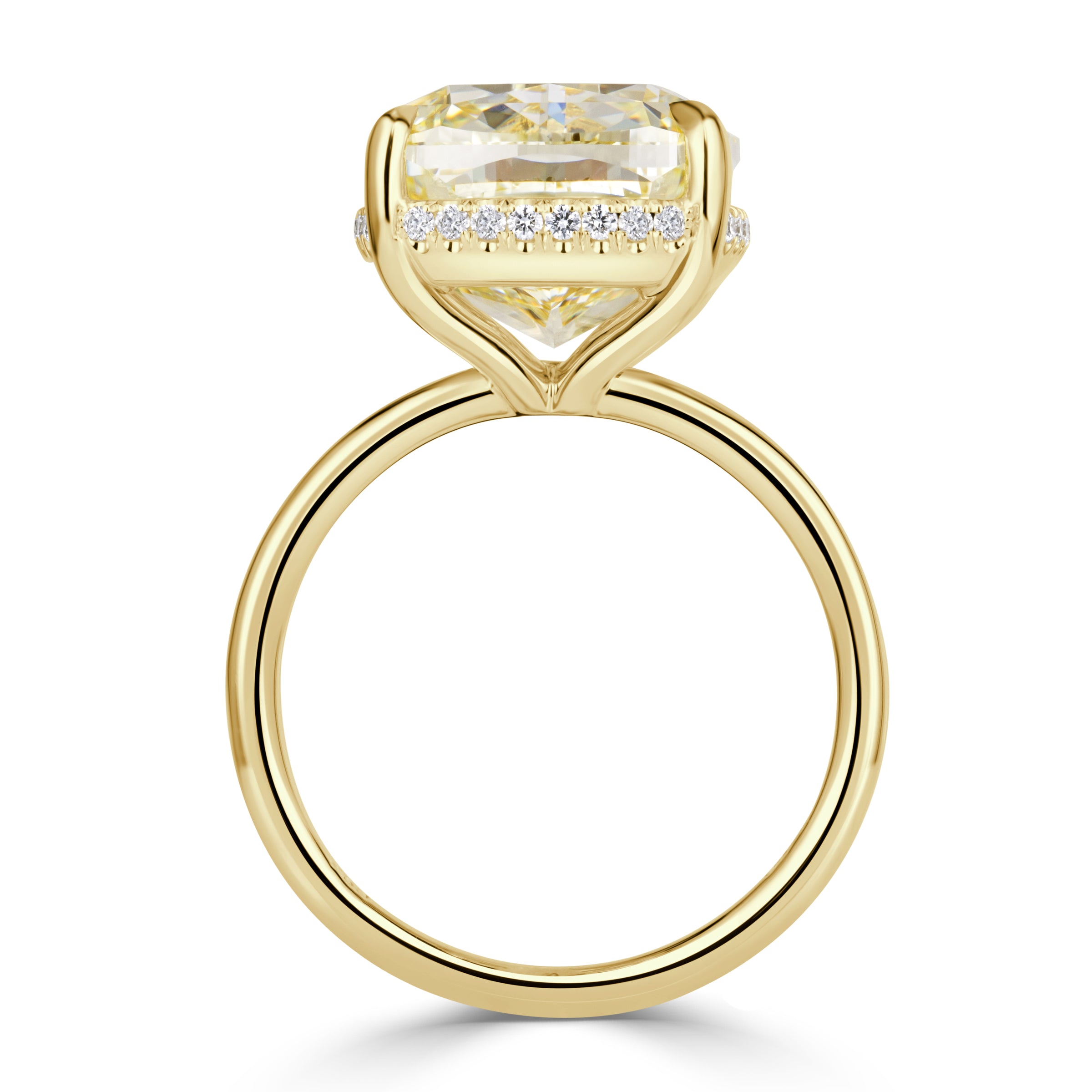 11.52ct Cushion Cut Fancy Light Yellow Diamond Engagement Ring