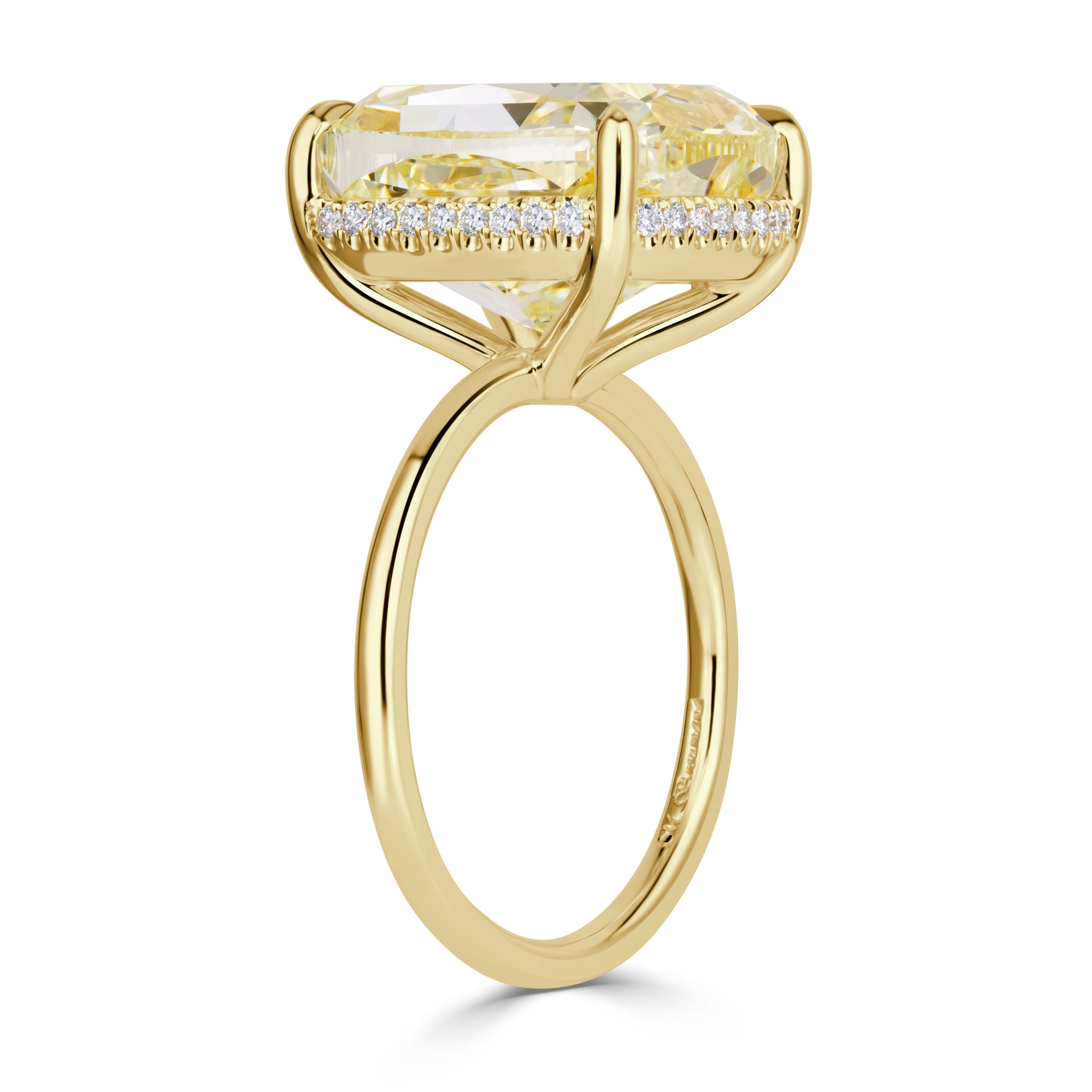 11.52ct Cushion Cut Fancy Light Yellow Diamond Engagement Ring
