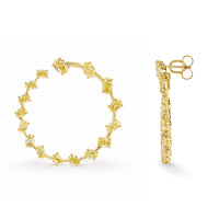 14.47ct Graduated Oval Cut Fancy Intense Yellow Diamond Open Swirl Hoop Earrings