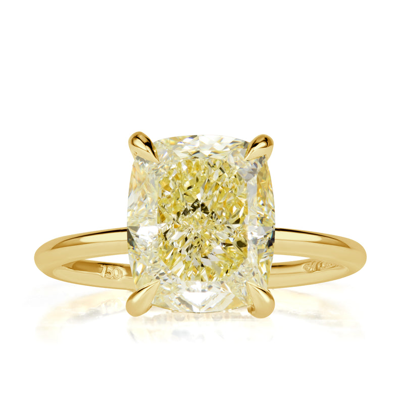 5.16ct Cushion Cut Fancy Light Yellow Engagement Ring