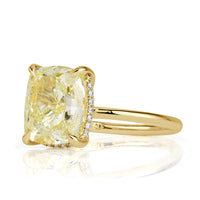 5.16ct Cushion Cut Fancy Light Yellow Engagement Ring