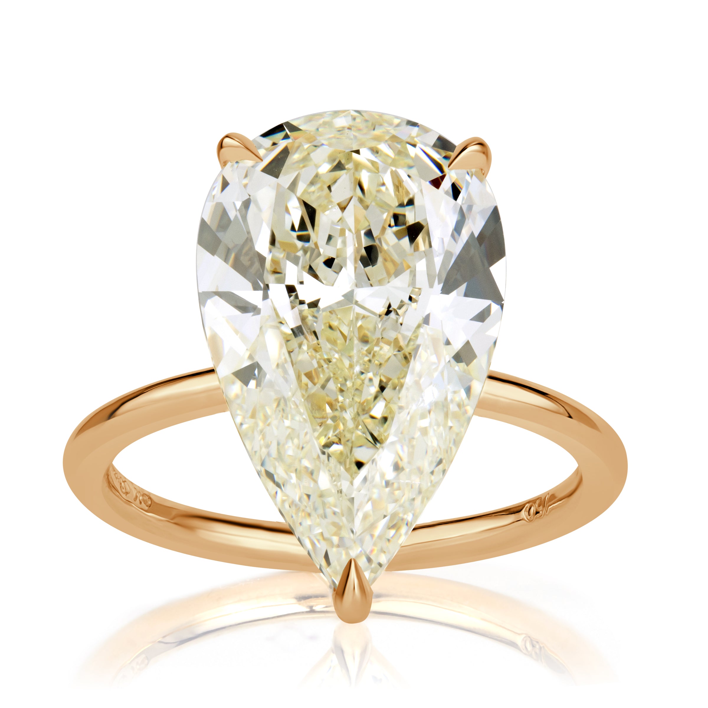 7.04ct Pear Shaped Champagne Diamond Engagement Ring