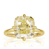 7.29ct Cushion Cut Fancy Light Yellow Diamond Engagement Ring