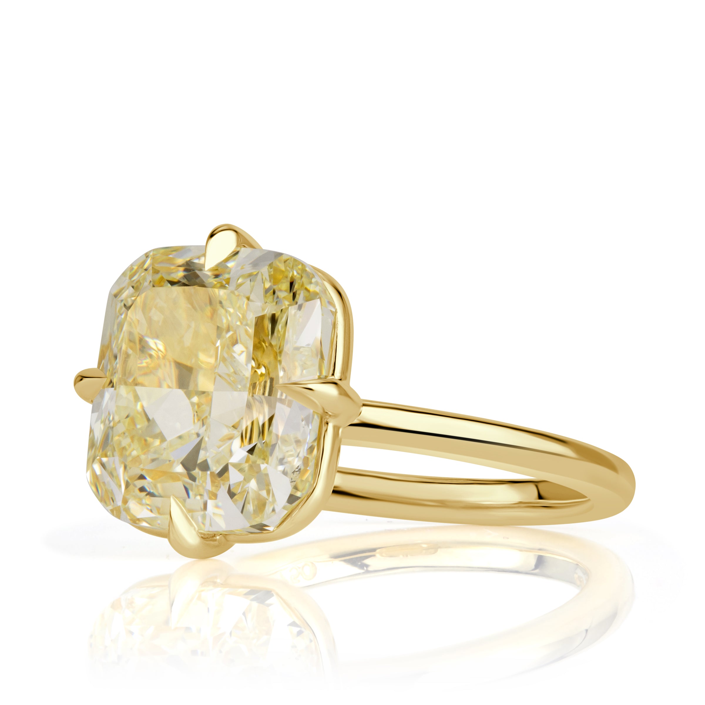 7.29ct Cushion Cut Fancy Light Yellow Diamond Engagement Ring