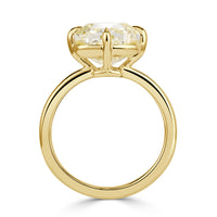 7.29ct Cushion Cut Fancy Light Yellow Diamond Engagement Ring