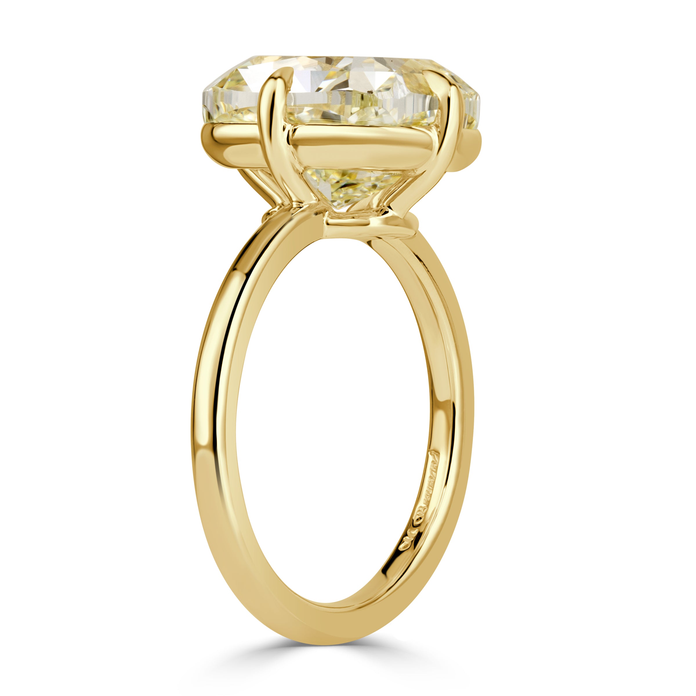 7.29ct Cushion Cut Fancy Light Yellow Diamond Engagement Ring