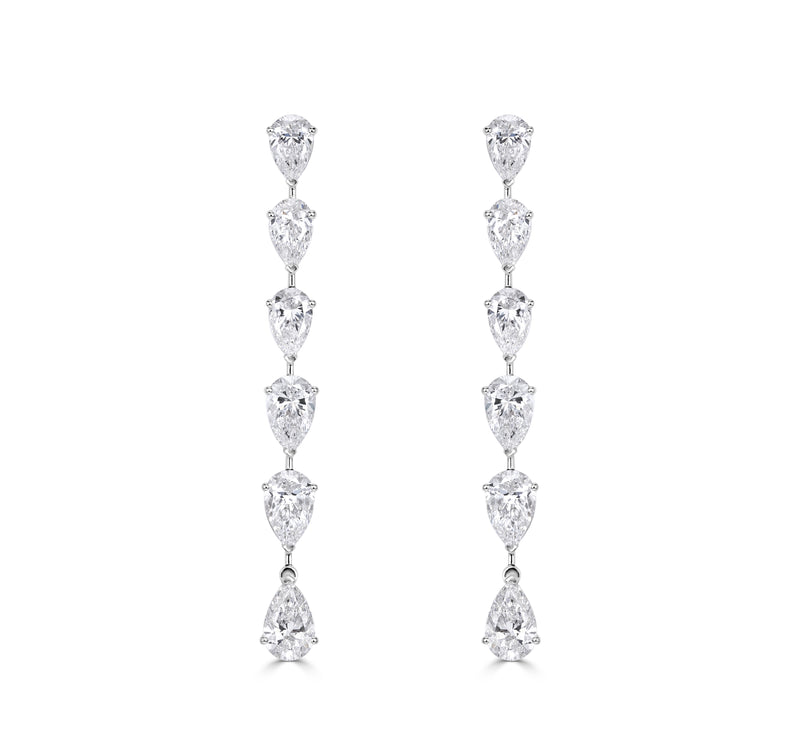 5.27ct Pear Shaped Lab Grown Diamond Tennis Earrings