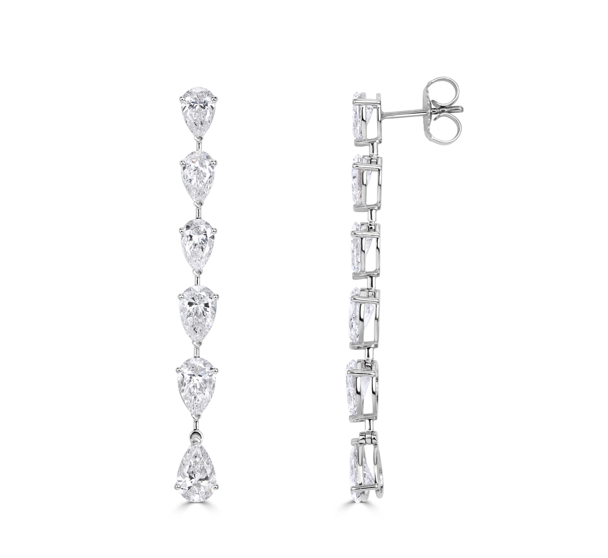 5.27ct Pear Shaped Lab Grown Diamond Tennis Earrings