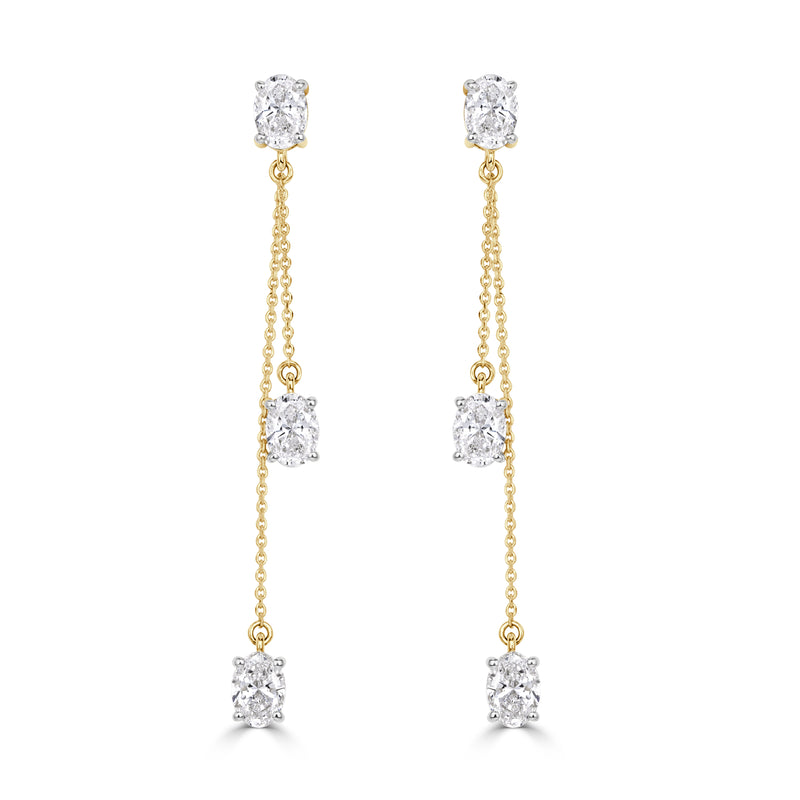 2.00ct Oval Cut Lab Grown Diamond Multiway Drop Earrings