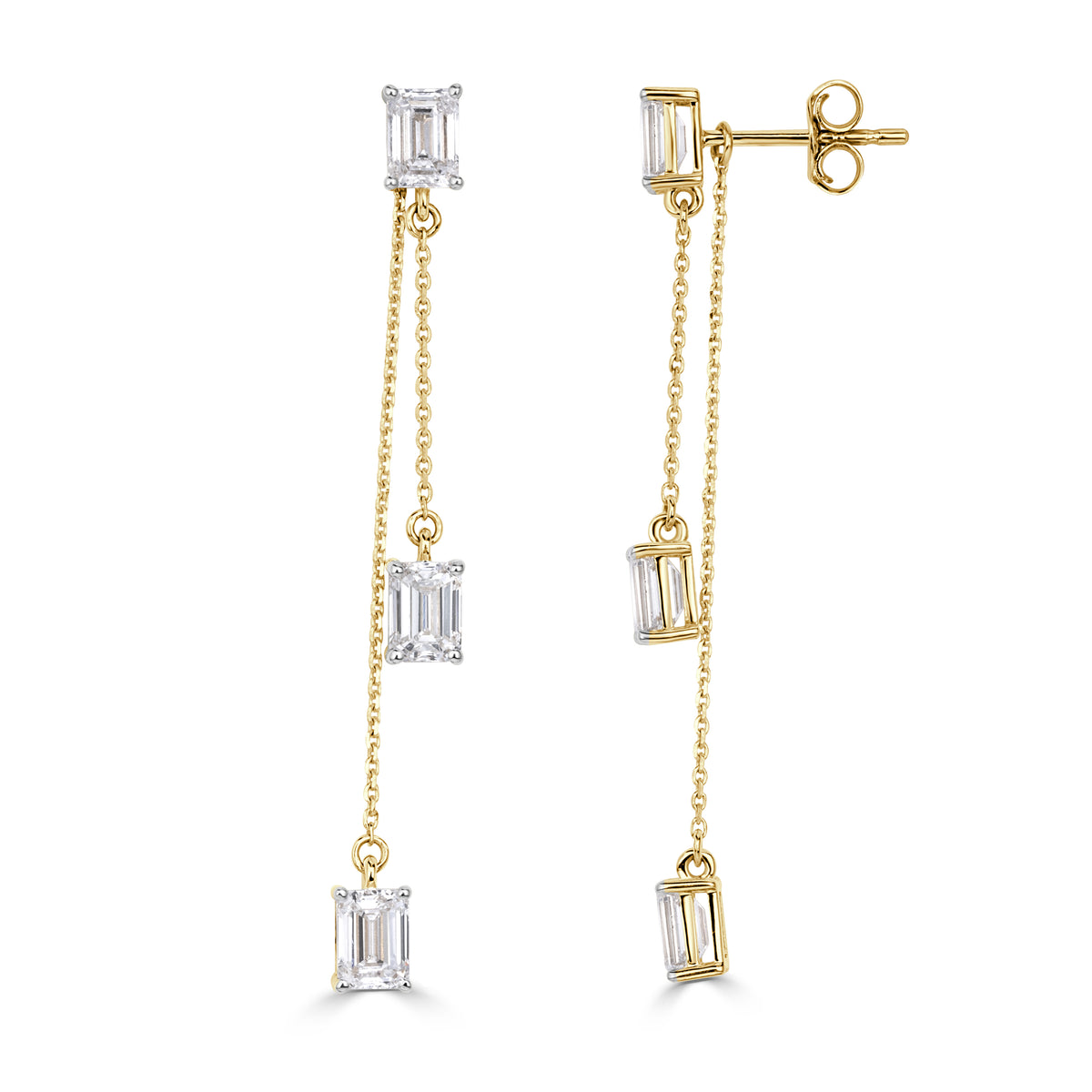 2.46ct Emerald Cut Lab Grown Diamond Multiway Drop Earrings